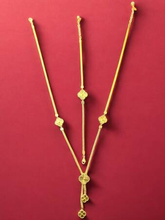 14 Ayar Altın Balıksırtı Yonca Kolye ve Bileklik Set - 10