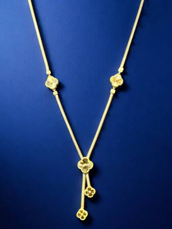 14 Ayar Altın Balıksırtı Yonca Kolye ve Bileklik Set - 6