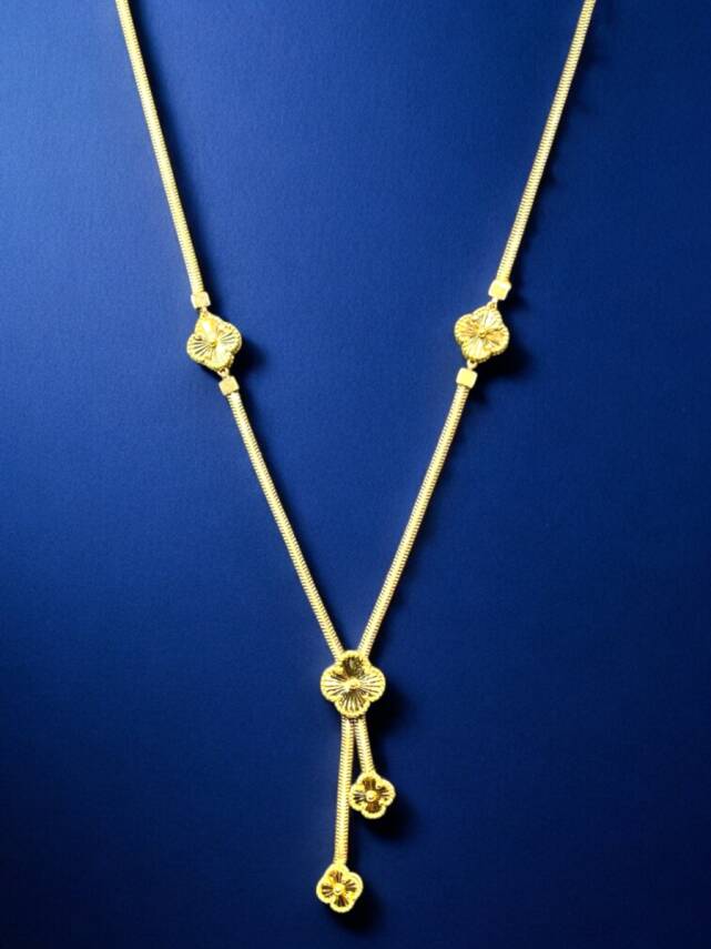 14 Ayar Altın Balıksırtı Yonca Kolye ve Bileklik Set - 6