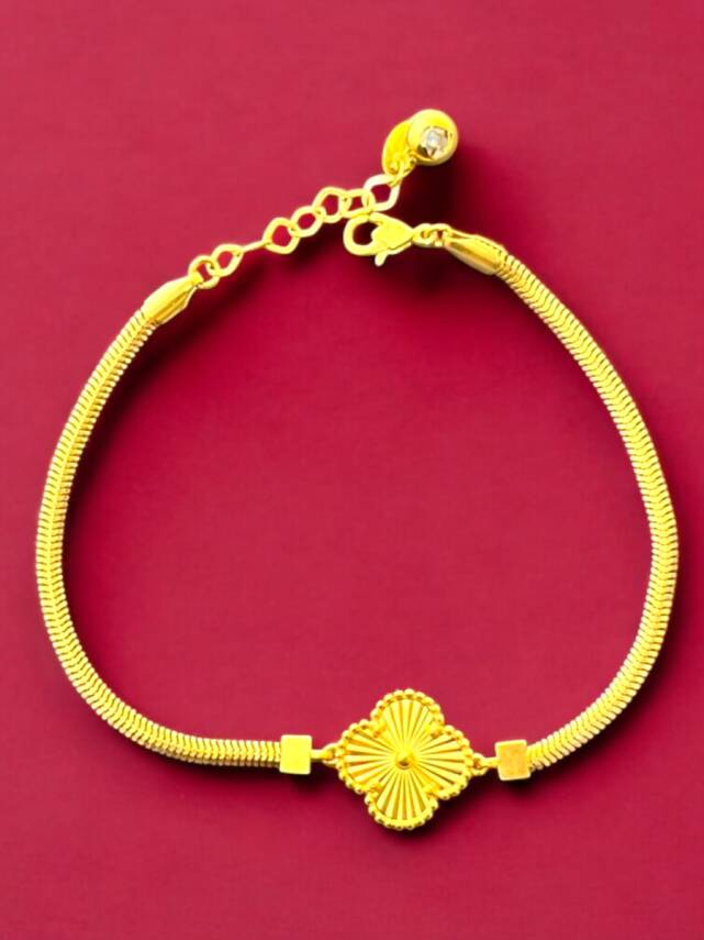14 Ayar Altın Balıksırtı Yonca Kolye ve Bileklik Set - 8