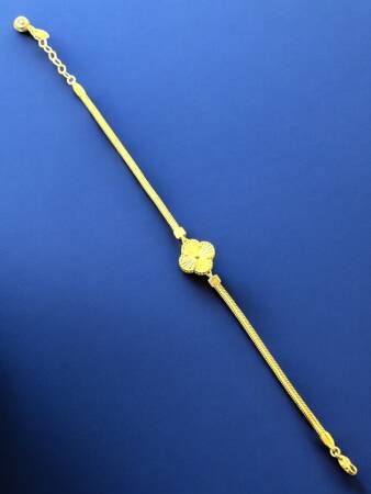 14 Ayar Altın Balıksırtı Yonca Kolye ve Bileklik Set - 4