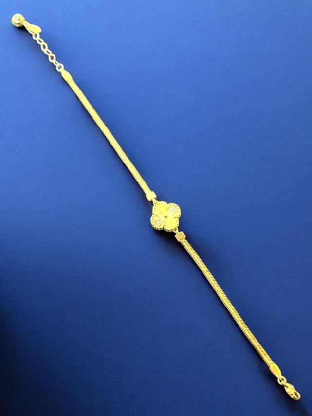 14 Ayar Altın Balıksırtı Yonca Kolye ve Bileklik Set - 4