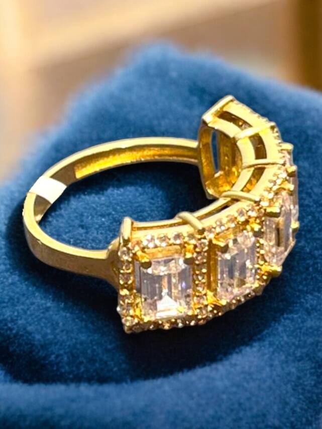 14 Ayar Altın Beştaş Baget Yüzük - 4