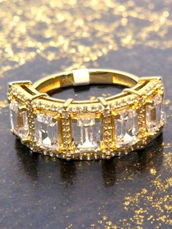 14 Ayar Altın Beştaş Baget Yüzük - 2