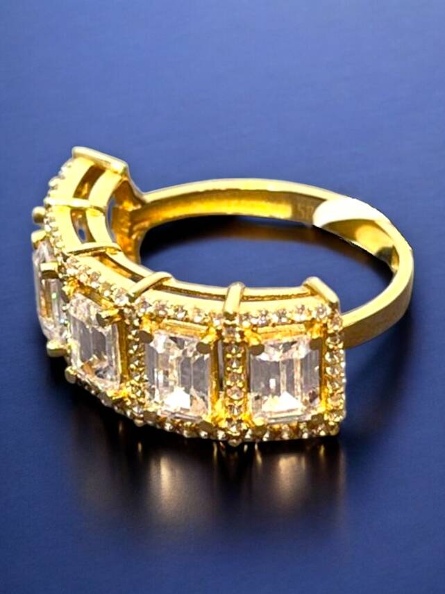 14 Ayar Altın Beştaş Baget Yüzük - 6