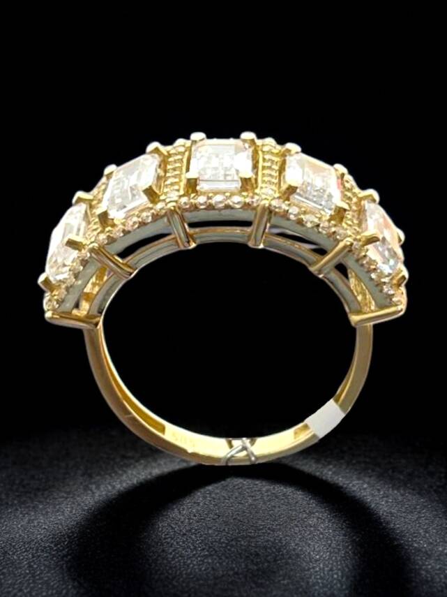 14 Ayar Altın Beştaş Baget Yüzük - 5