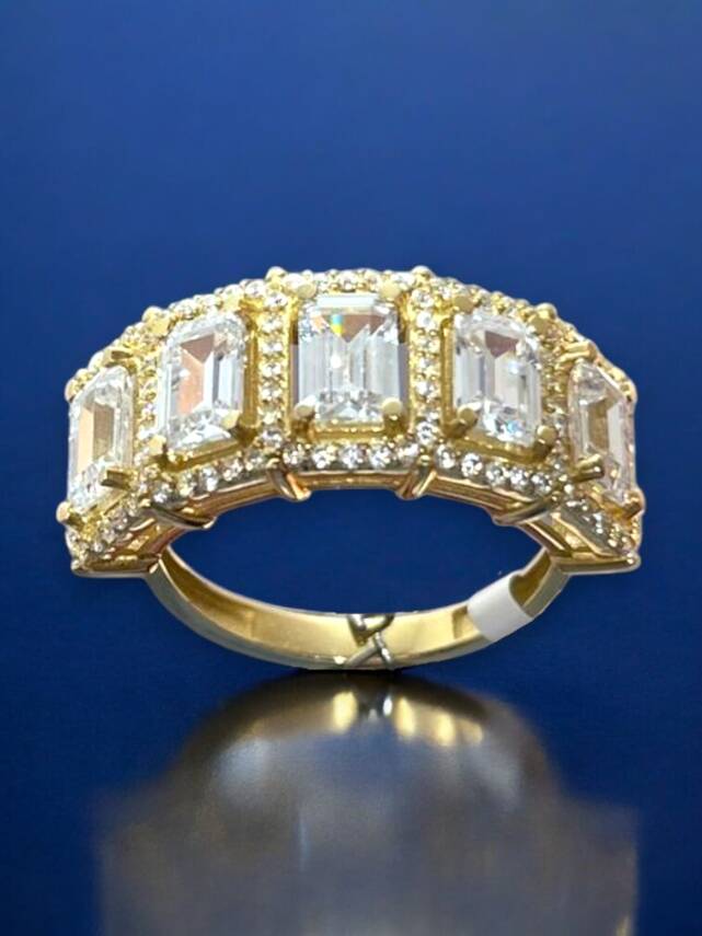 14 Ayar Altın Beştaş Baget Yüzük - 1