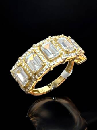 14 Ayar Altın Beştaş Baget Yüzük - 3