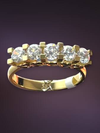 14 Ayar Altın Beştaş Yüzük - 7