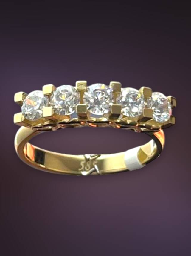 14 Ayar Altın Beştaş Yüzük - 7