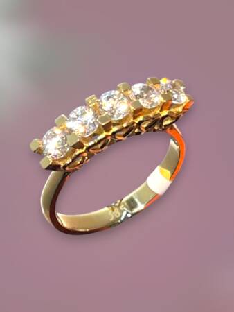 14 Ayar Altın Beştaş Yüzük - 4