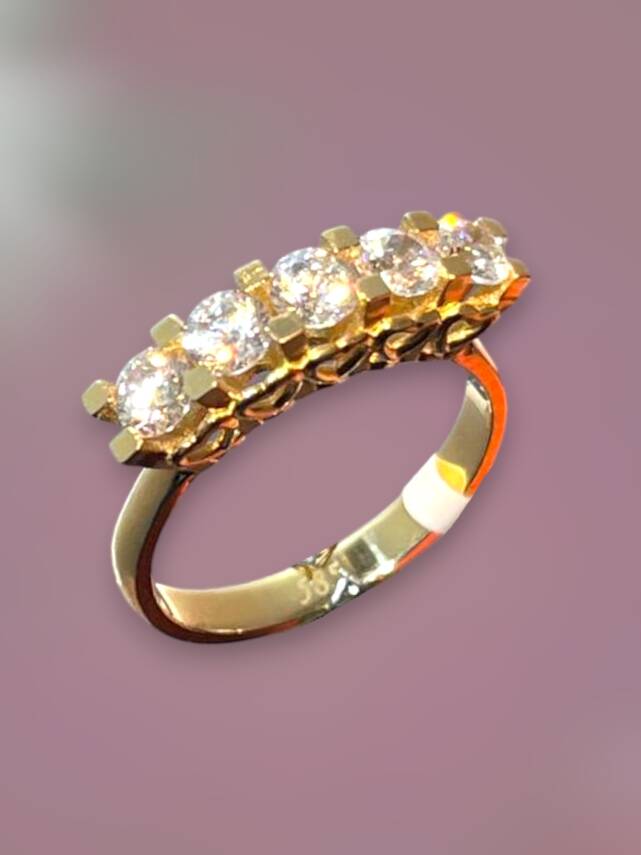 14 Ayar Altın Beştaş Yüzük - 4