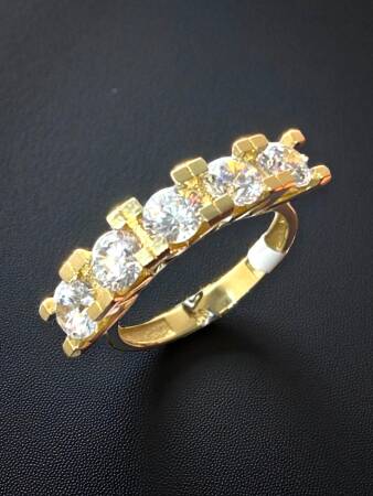 14 Ayar Altın Beştaş Yüzük - 5