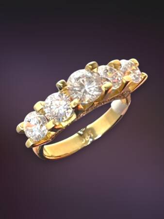 14 Ayar Altın Beştaş Yüzük - 4