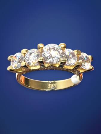 14 Ayar Altın Beştaş Yüzük - 2