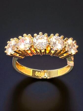 14 Ayar Altın Beştaş Yüzük - 2