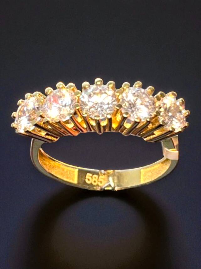 14 Ayar Altın Beştaş Yüzük - 2