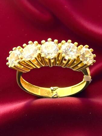 14 Ayar Altın Beştaş Yüzük - 4