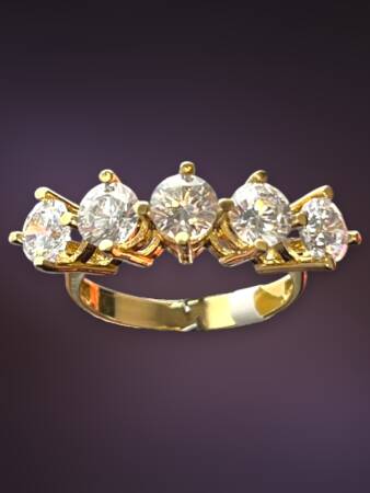 14 Ayar Altın Beştaş Yüzük - 5