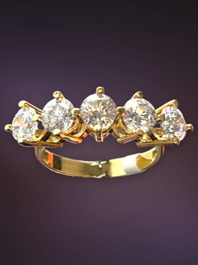 14 Ayar Altın Beştaş Yüzük - 5