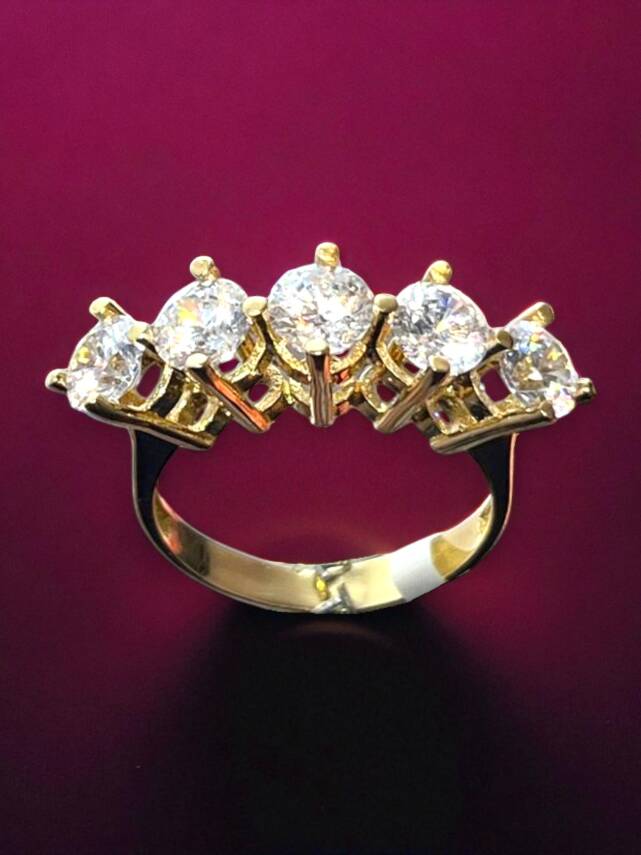 14 Ayar Altın Beştaş Yüzük - 1