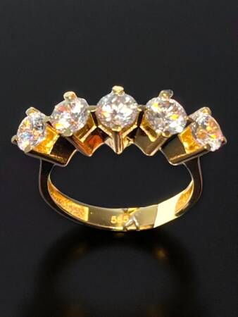 14 Ayar Altın Beştaş Yüzük - 4