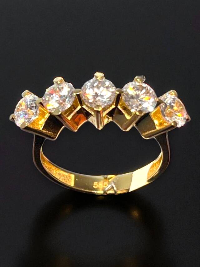 14 Ayar Altın Beştaş Yüzük - 4