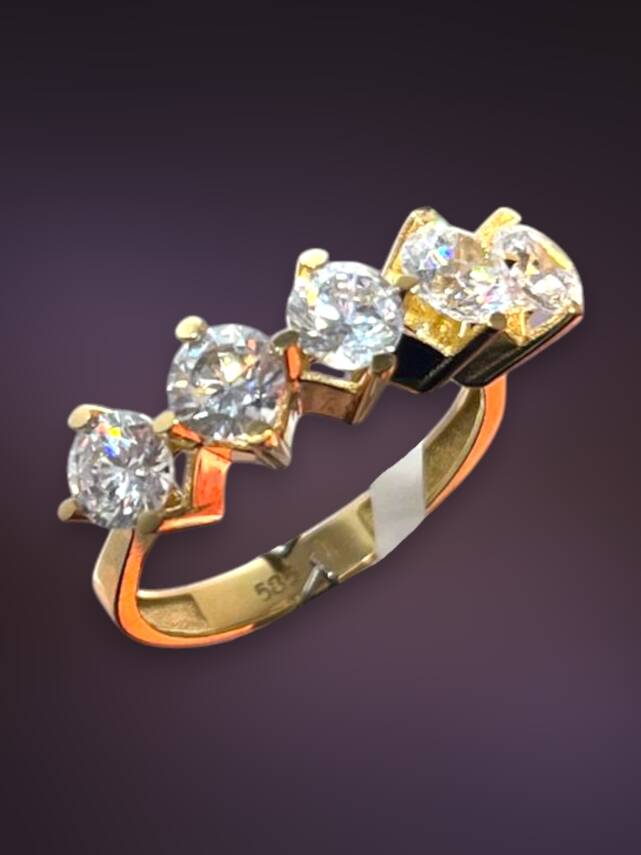 14 Ayar Altın Beştaş Yüzük - 2