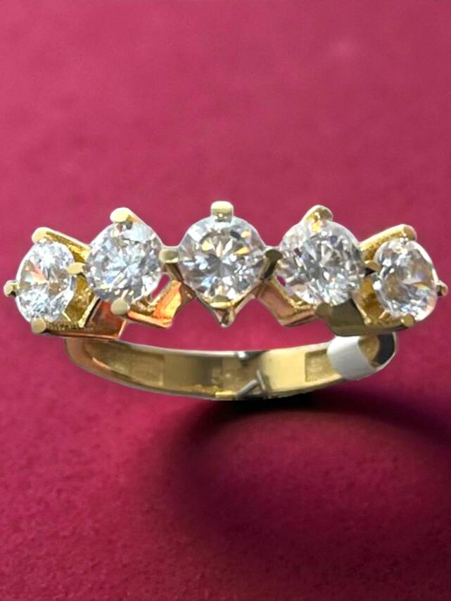 14 Ayar Altın Beştaş Yüzük - 6