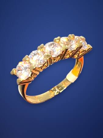 14 Ayar Altın Beştaş Yüzük - 7