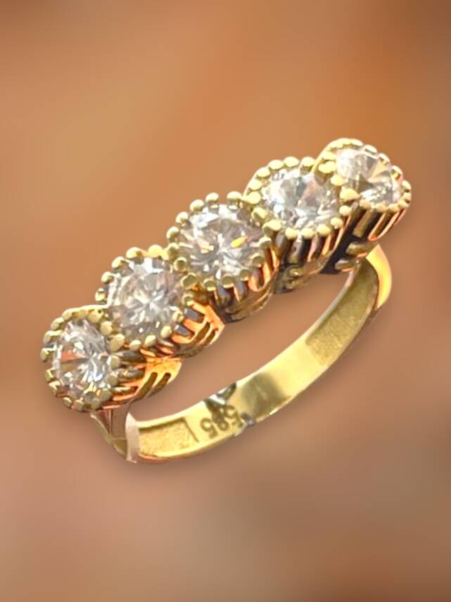 14 Ayar Altın Beştaş Yüzük - 3