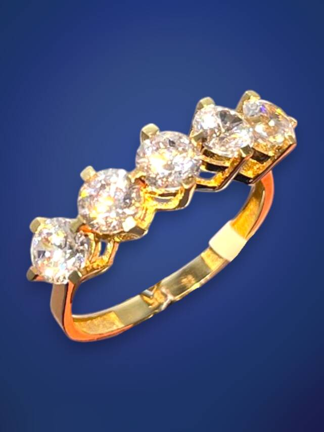 14 Ayar Altın Beştaş Yüzük - 2