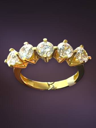 14 Ayar Altın Beştaş Yüzük - 3