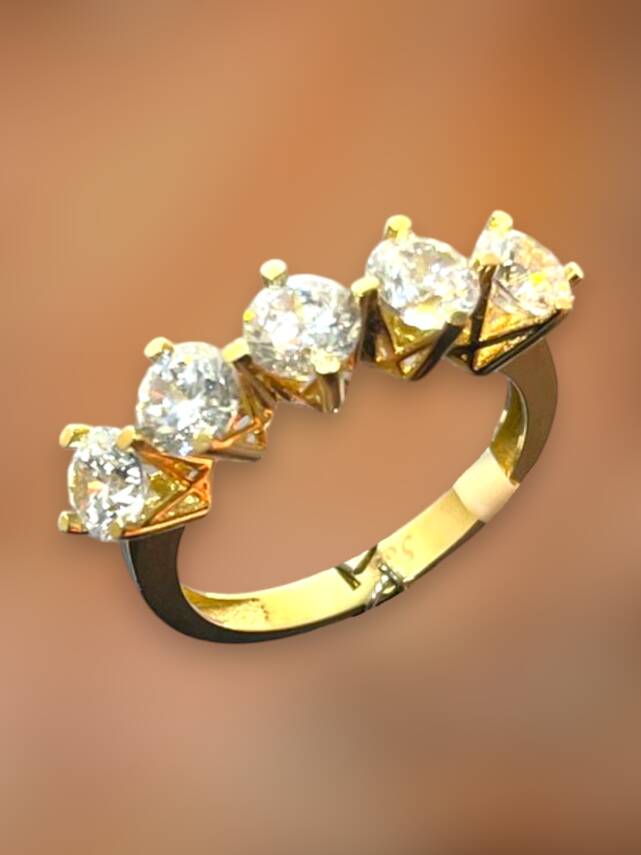 14 Ayar Altın Beştaş Yüzük - 5