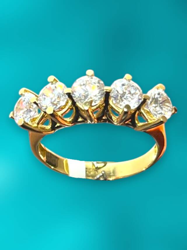 14 Ayar Altın Beştaş Yüzük - 5