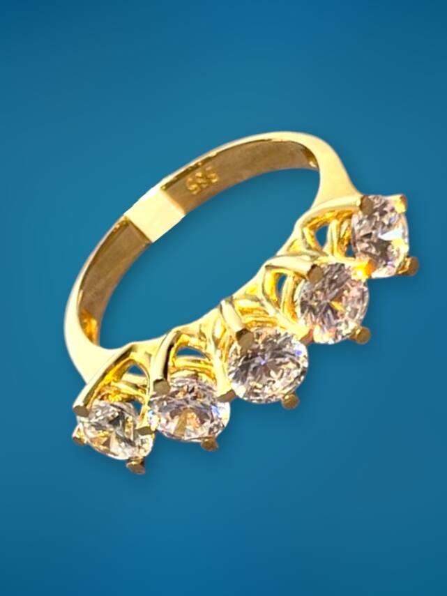 14 Ayar Altın Beştaş Yüzük - 4