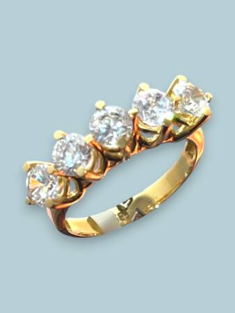 14 Ayar Altın Beştaş Yüzük - 6