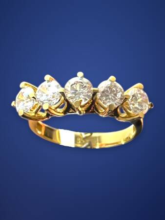 14 Ayar Altın Beştaş Yüzük - 2