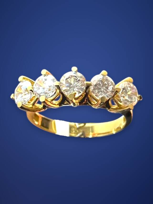 14 Ayar Altın Beştaş Yüzük - 2