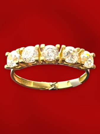 14 Ayar Altın Beştaş Yüzük - 