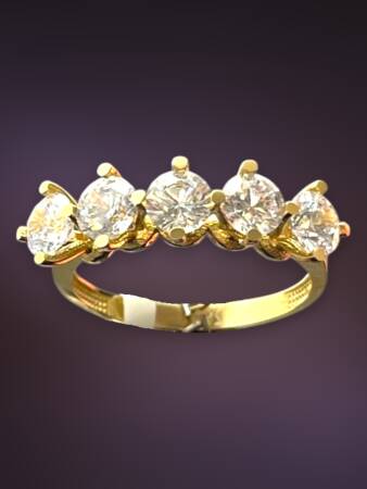 14 Ayar Altın Beştaş Yüzük - 