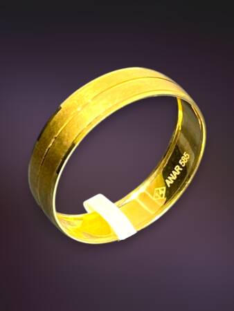 14 Ayar Altın Unisex Çizgili Alyans - 3