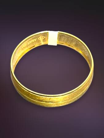 14 Ayar Altın Unisex Çizgili Alyans - 5