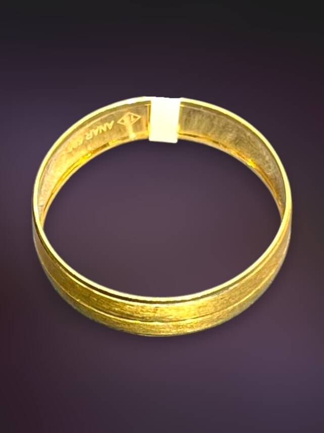 14 Ayar Altın Unisex Çizgili Alyans - 5