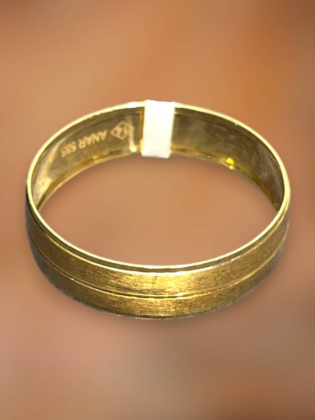 14 Ayar Altın Unisex Çizgili Alyans - 2