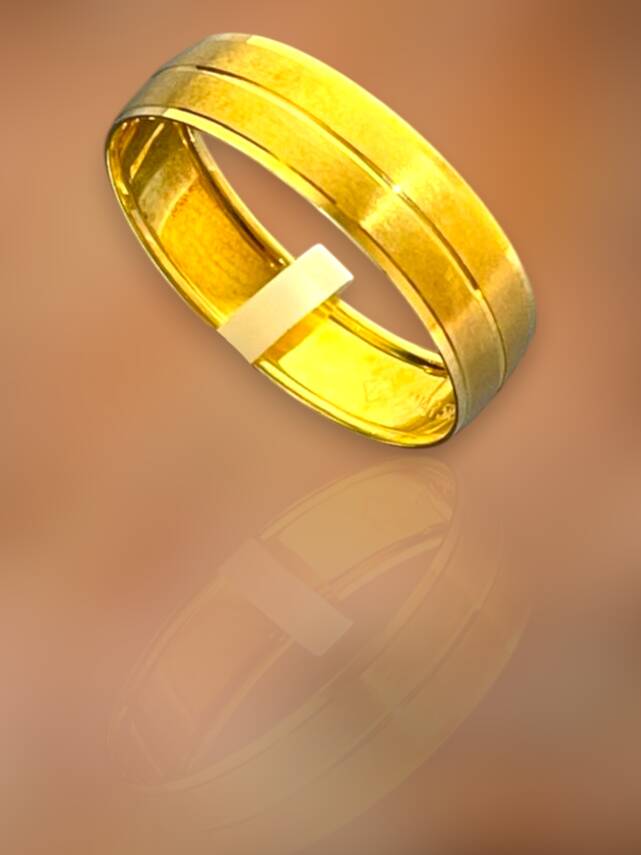 14 Ayar Altın Unisex Çizgili Alyans - 4