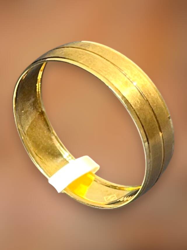 14 Ayar Altın Unisex Çizgili Alyans - 6