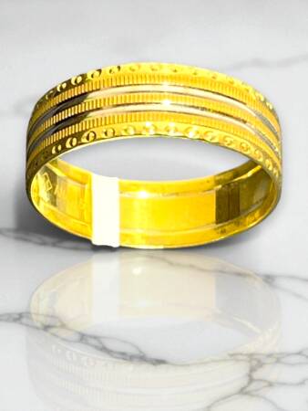 14 Ayar Altın Desenli Alyans - 5