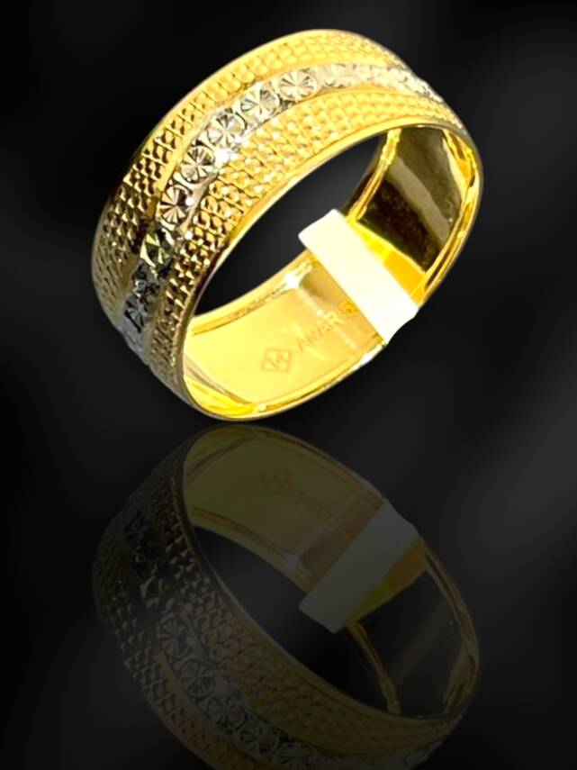 14 Ayar Altın Desenli Lazer Kesim Alyans - 2