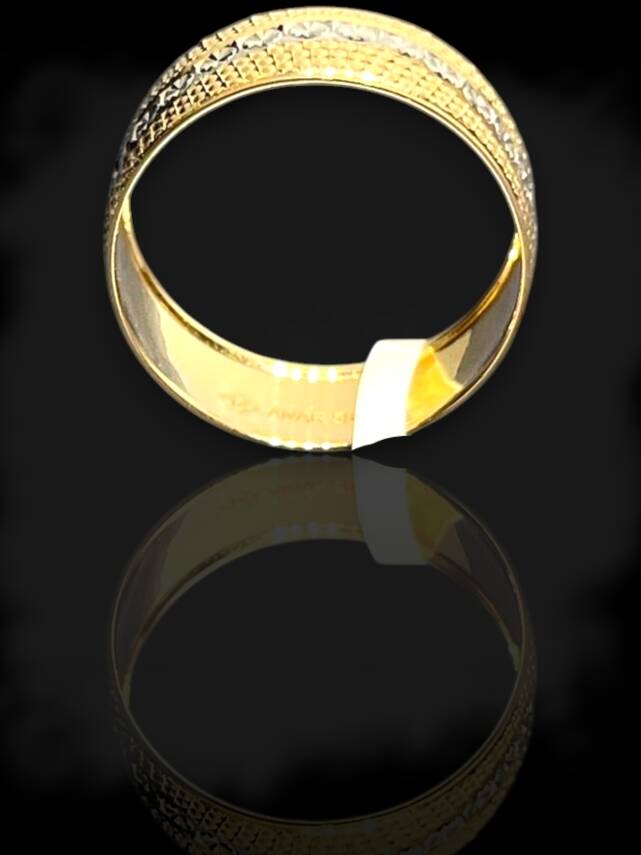 14 Ayar Altın Desenli Lazer Kesim Alyans - 1